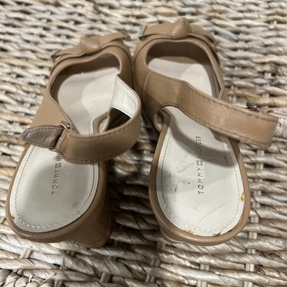 Tommy Hilfiger shoes women’s size 9.5 Brown peep toe slingback platform bow gold - Picture 11 of 13